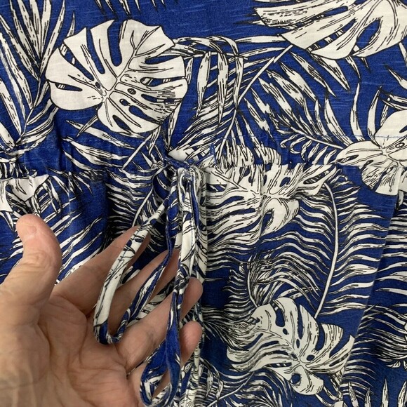 Ellos Palm Leaf Print Dress Size 5X Cotton Pockets Pull Cord Waist Knee Length - Picture 4 of 11